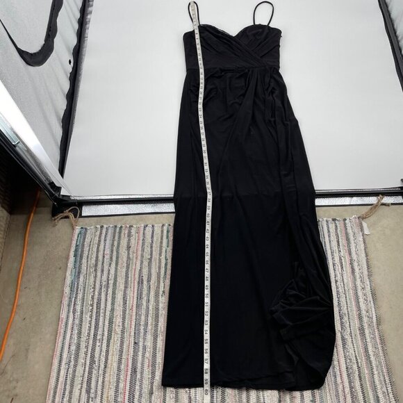 NWT Vera Wang Black Lace Trim Draped Whimsigoth Maxi Dress Womens Size 8 Classic - Picture 9 of 10
